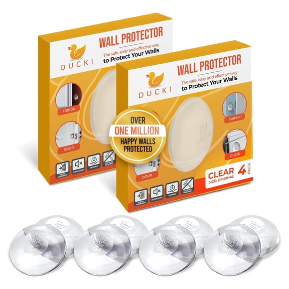 Protector de pared Door Tope, pomo de puerta Ducki, paquete de 8 unidades, gel transparente