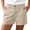 #02 Beige 【Mix & Match: Stock Up on Your Favorite Colors】, variant on Women's High Waisted Wide Leg Shorts with Pockets, Button Front, Elastic Waist, Tummy Control, Summer Beach Shorts, Casual Denim Style, Polyester | TruBelle,Army Green L