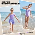 thumbnail image 4 of One Piece Girls Swimsuit with Detachable Skirt Elegant Ruffled Swimwear Removable Pads with Adjustable Straps Kids Bathing Suit for Ages 9-10Y, 4 of 9