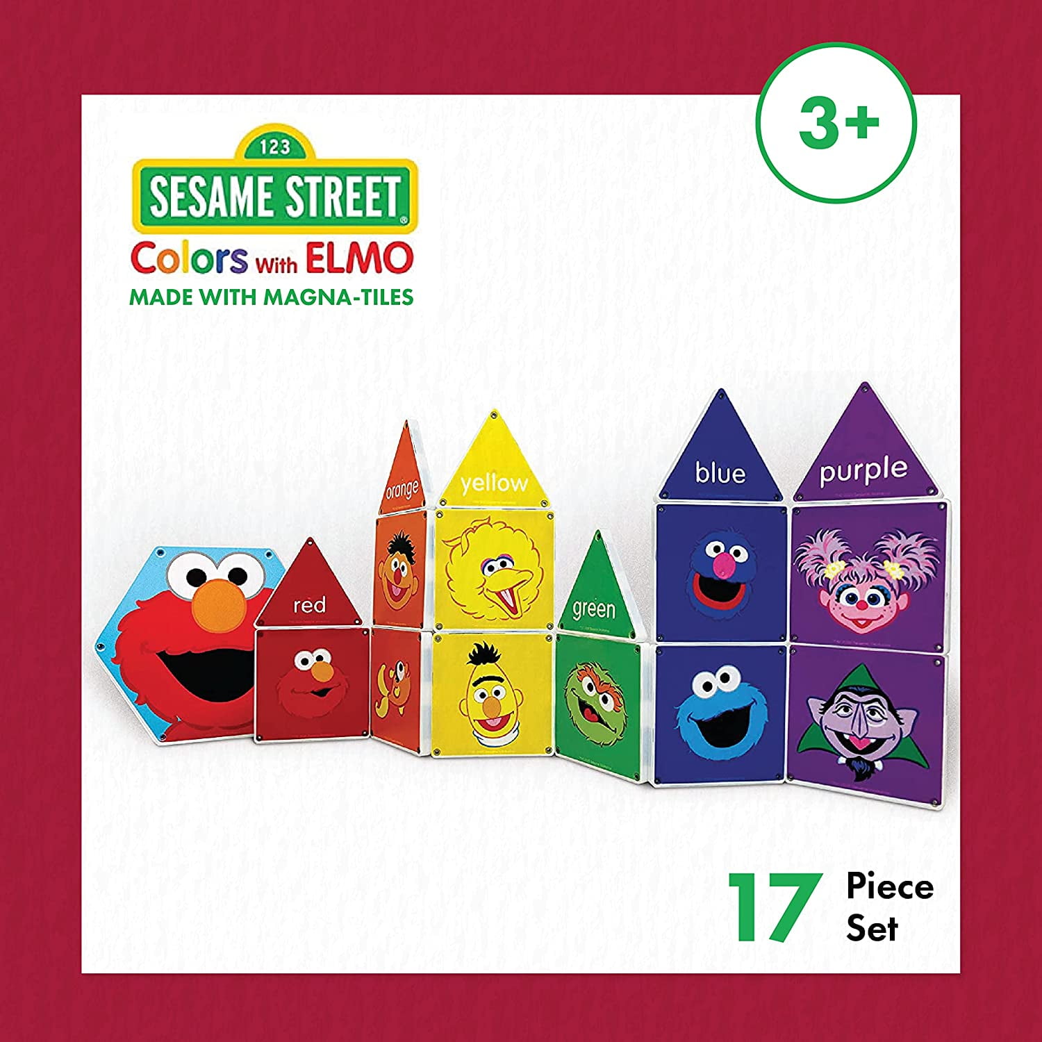 Sesame Street 123 Magna-Tiles Crayola 10 piece kit paint on ages 3