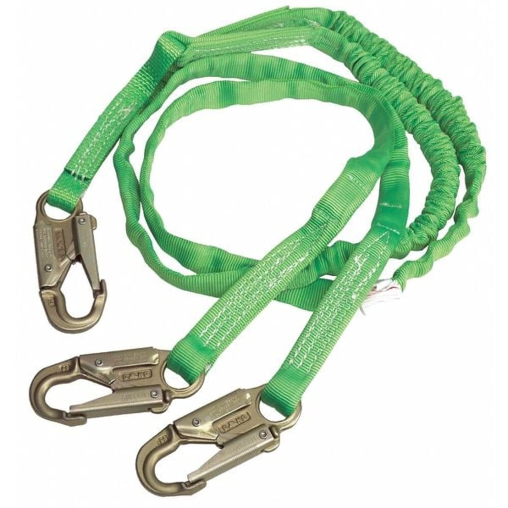 Miller by Honeywell 216TWLS/Z76FG 6' Manyard HP Polyester Web Single-Leg Shock-Absorbing Green Lanyard With (2) 3/4'' Locking Snap Hooks