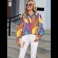 thumbnail image 4 of Blusas Bohemias con Cuello en V y Mangas Farol para Mujer 2025 Flores de Hojas L, 4 of 10