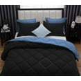 thumbnail image 6 of D.N.G. BEDDINGS 5 Piece Luxury Reversible Diamond Pattern Comforter Set Premium Super Soft, All Season 800 TC, 100% Egyptian Cotton Oversized Super King Size Medium Blue/Black Solid Color, 6 of 7