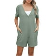 thumbnail image 2 of Zedker Womens Rompers Jumpsuits Summer Vacation Beach Loose Casual Soft Shorts Overalls Green Plus M, 2 of 9