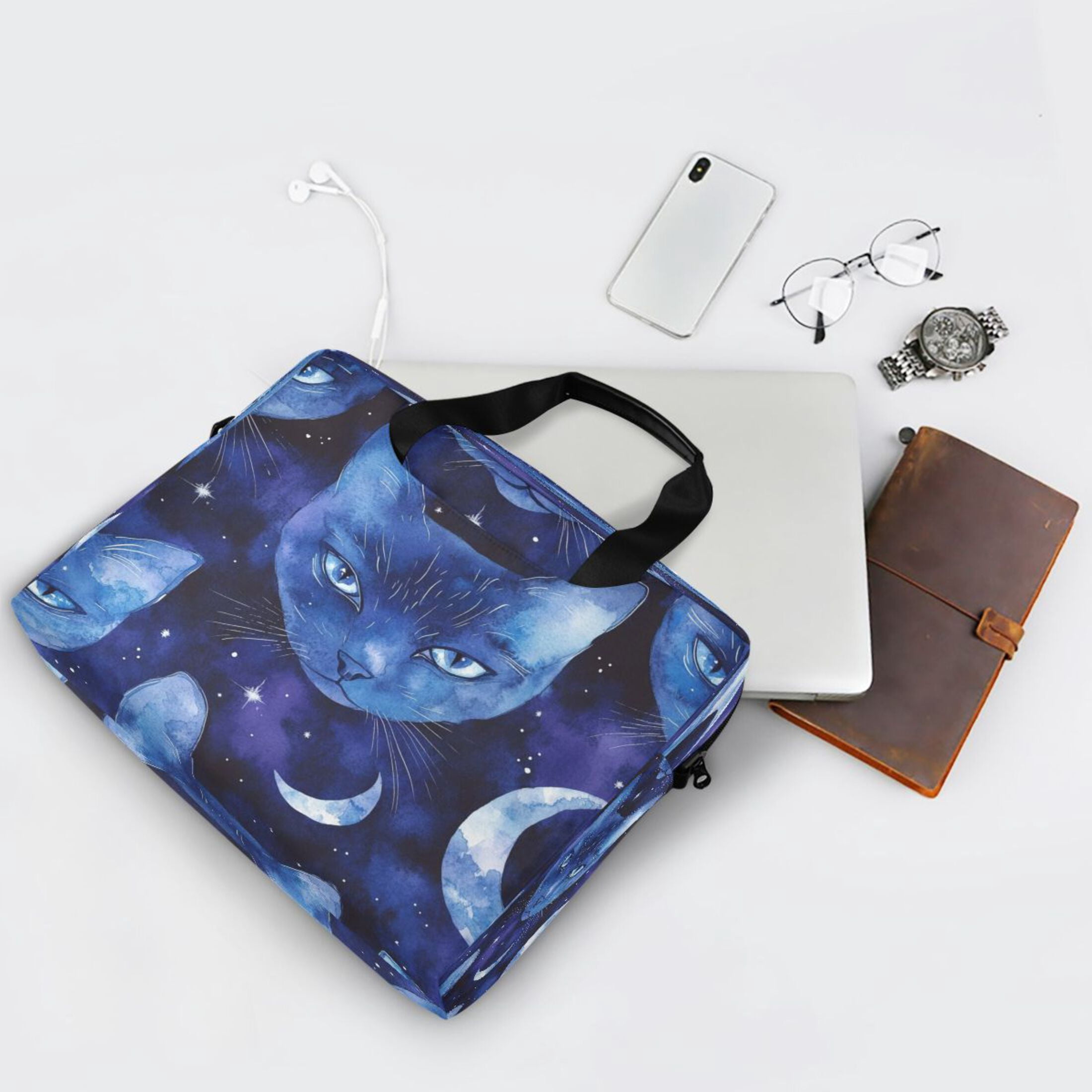 Laptop Bag Laptop Briefcase 15.7 x 3 x 11.8 Inches Laptop Bag Briefcases Laptop Storage Travel Laptop Bag Work Laptop Bag Moonlight Pretty Cat