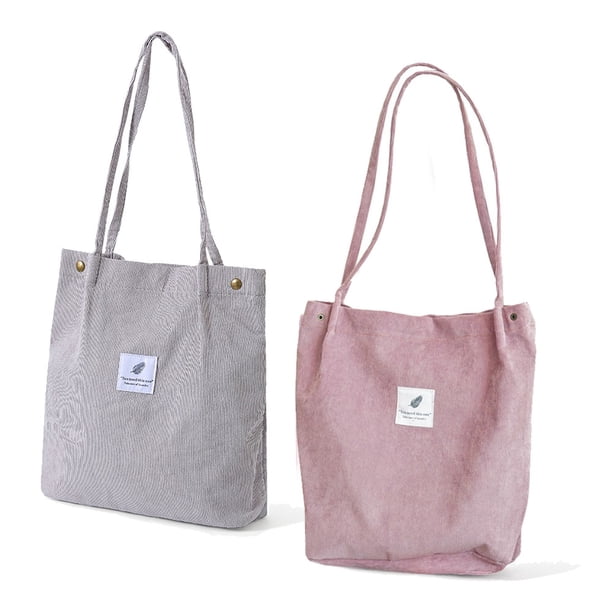 Bolso de lona Bolso de pana para mujer Cartera bandolera de lona, bolsillo  interior Gris claro polvo de cuero