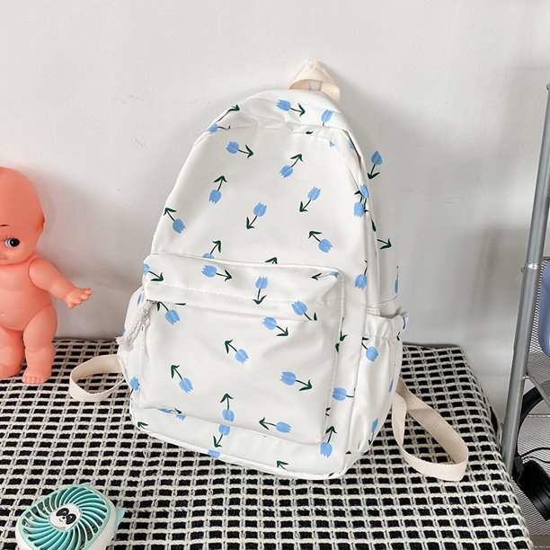 Mochila escolar bookbag casual viajero de viaje de día lindo para chicas adolescentes azules