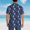 thumbnail image 4 of Pofeuu Skull Flower Blue Print Hawaiian Shirt for Men Sleeves Casual Button Down Summer Beach Dress Shirts T-Shirts,XX-Large, 4 of 7