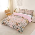 thumbnail image 3 of Erosebridal Tropical Flower Duvet Cover Set, Jungle Animal Deer Squirrel Bedding Full, Pink Reversible, 3pcs 1 Duvet Cover and 2 Pillowcases, No Comforter, 3 of 6