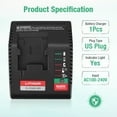 thumbnail image 2 of Battery Charger for Porter Cable 18V PCXMVC Li-Ion & NiCad NiMh Battery PC18B PC18B-2 PC18BL PC18BLX PCC489N, 2 of 5