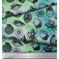 thumbnail image 2 of Soimoi Polyester Crepe Fabric Direction Compass & Seashell Ocean Printed Craft Fabric by The Yard 42 Inch Wide, 2 of 3