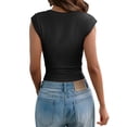 thumbnail image 4 of Women'S Y2K V-Neck Wrap Front Cap Sleeve Fitted Cropped Tank Tops Black S, 4 of 9
