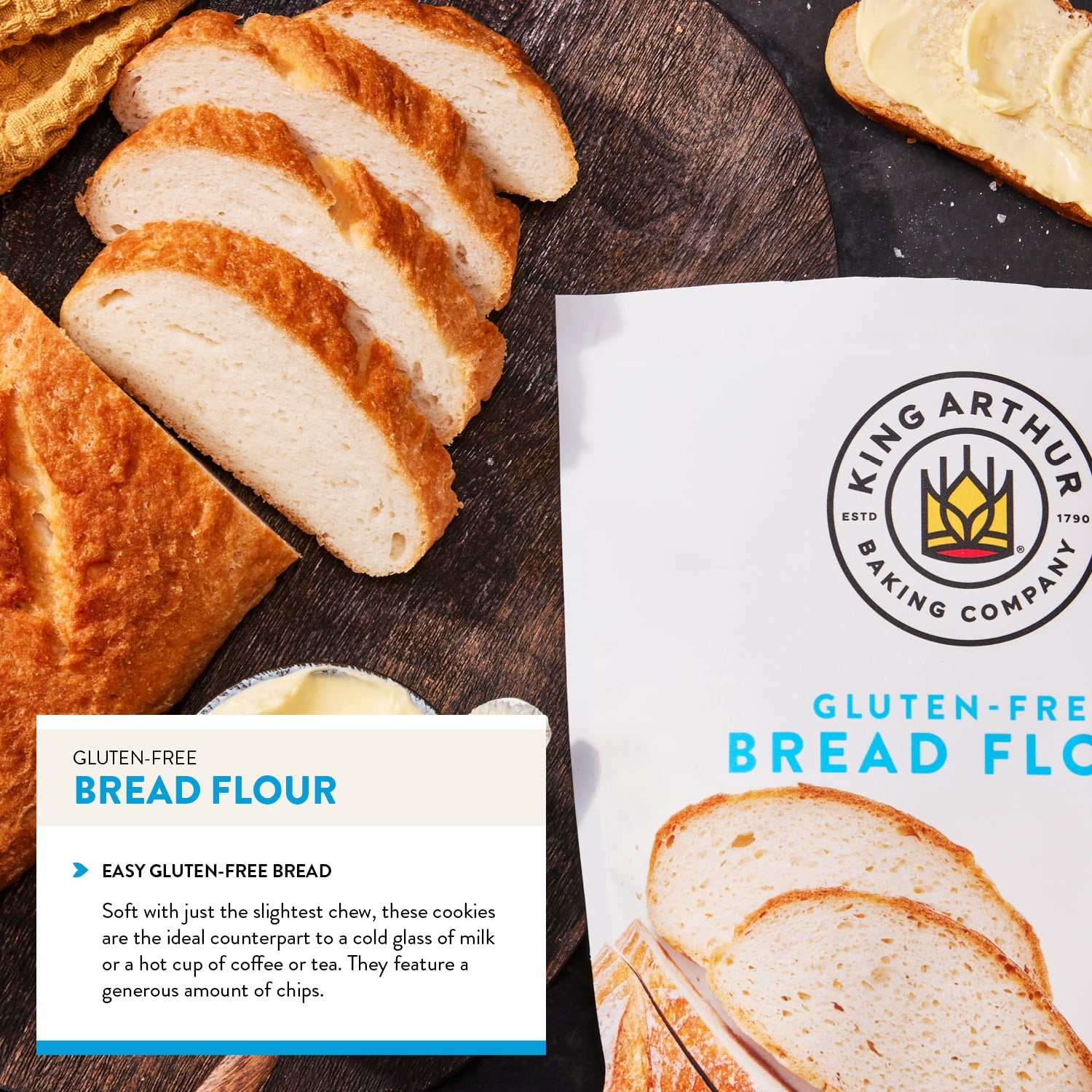 (2 pack) King Arthur Baking Company Certified Gluten-Free, 1:1 Flour Replacement Bread Flour, 2 lb Bag