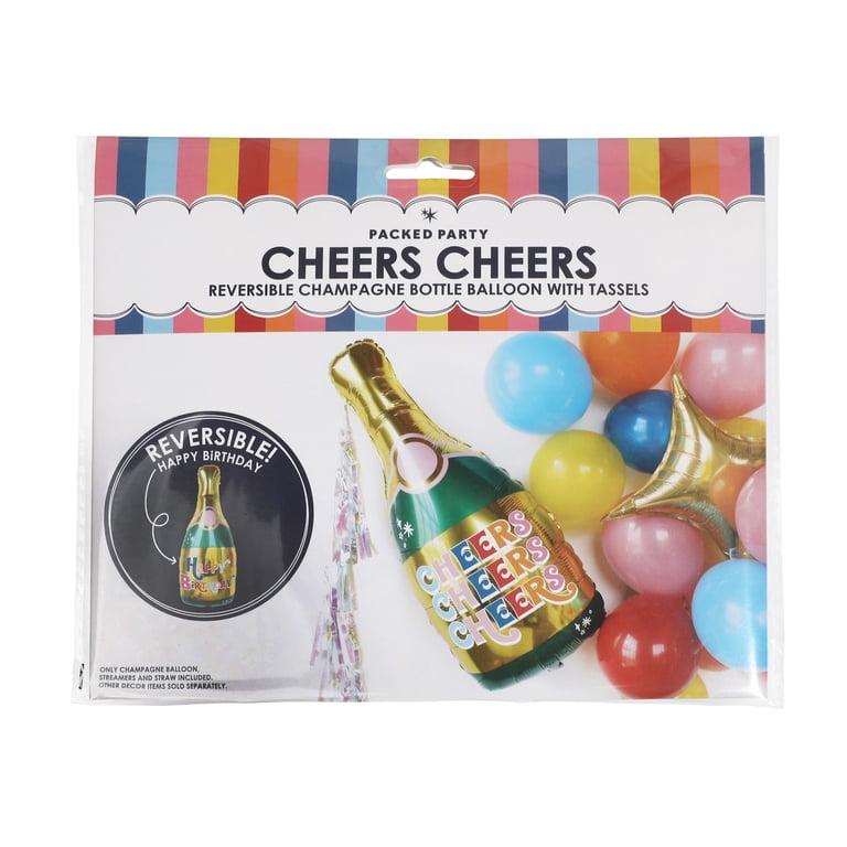 Packed Party Reversible Champagne Balloon with Iridescent Tassels, 3 Ft photo 6