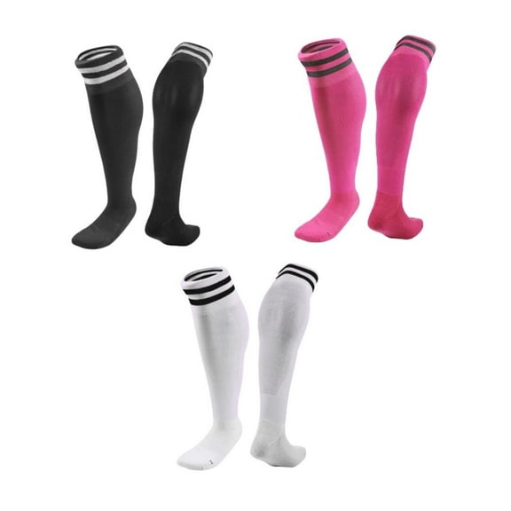 Lian LifeStyle 3 Pairs Knee High Sports Socks for Soccer, Softball, Baseball, Soccer, and Many Other Sports XL002 Size XXS Black,Rose,White