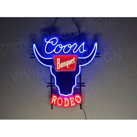Queen Sense 24"x22" Custom Coor Banquet Rodeo Longhorns LED Sign Light Neon Signs With Dimmer Party Home Wall Decor Lights W124CBRLLV2-XLED