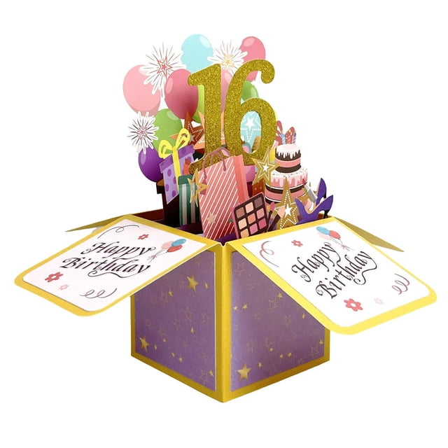 CSChome Blessing Card Beautiful Eye-catching 3D Design Hollow Glitter Gift Giving Three-dimensional Box Birthday Card Home Supply Greeting Card