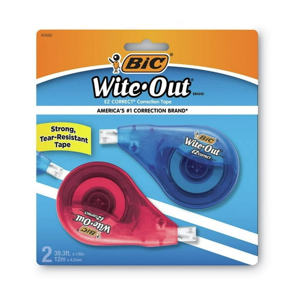 Wite-Out EZ Correct Correction Tape, Non-Refillable, 1/6" x 472", 2/Pack
