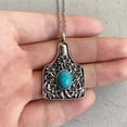 thumbnail image 3 of SIfdSeng [Turquoise Western Pattern Bull Tag Necklace] Unique Exaggerated Pendant, 3 of 5