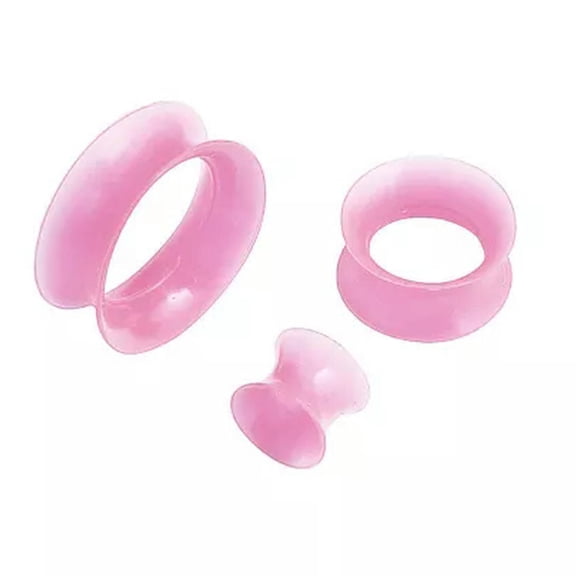 HOOUN Thin Flexible Silicone Ear Tunnels Plugs Flared Flesh Gauges Expander Stretchers-pink-14mm