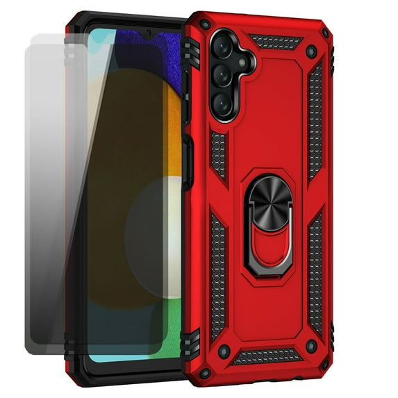 Aggxpf Samsung A14 5g Phone Case Screen Protector, Full-Body Shockproof Case with Anti Spy Privacy Tempered Screen Protector (2 Pack), Red