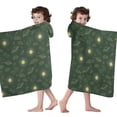 thumbnail image 4 of Dark Green Sun Planet Star Cloud Pattern Hooded Bath Towel，60"x35" for Ages 3 To 12 Kids, Quick Dry Lightweight Soft Microfiber Hood Beach Towel Cover Up for Kids, 4 of 7