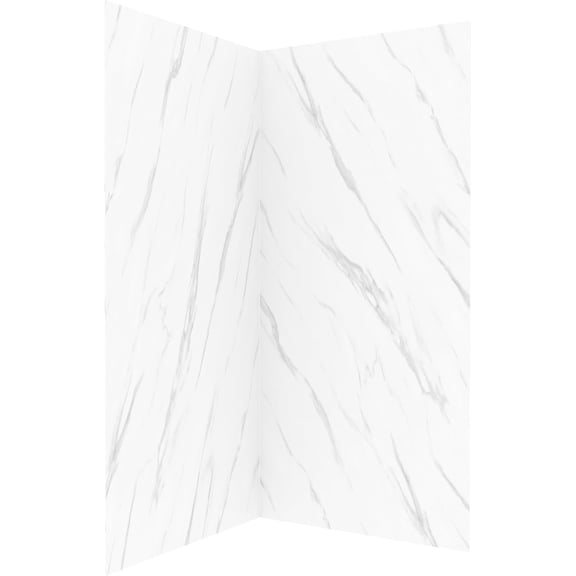 Streamline DSH-1400-145 38 in. L x 38 in. W x 76 in. H 2-Piece Glue-Up Corner Shower Surround in White Marble Finish