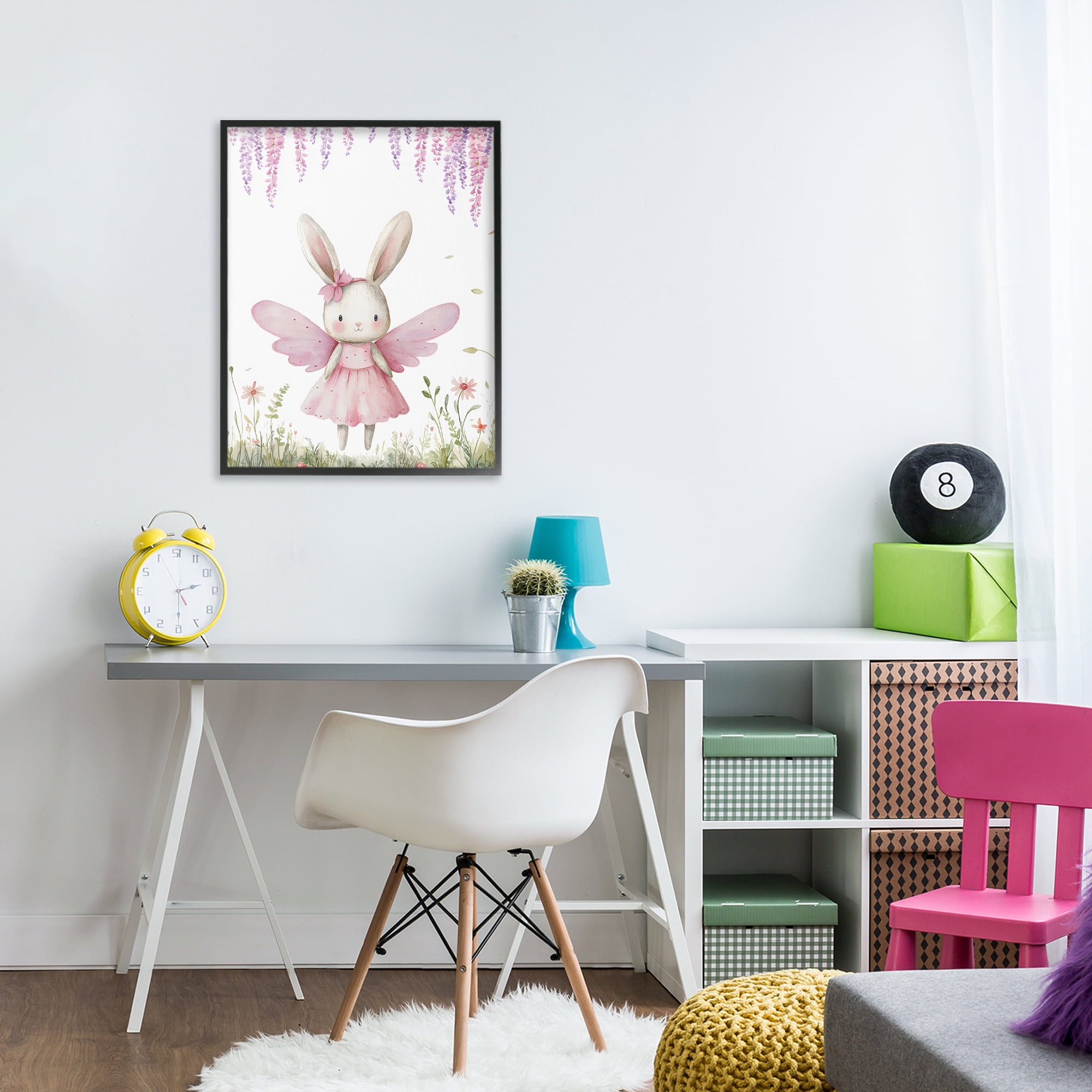 Stupell Industries Woodland Bunny Forest Fairy Black Framed Giclee Art, design by LSR Design Studio
