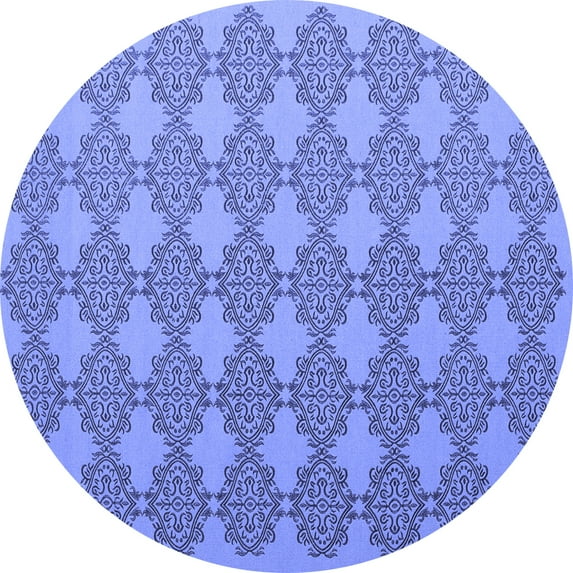 Ahgly Company Machine Washable Indoor Round Abstract Blue Contemporary Area Rugs, 5' Round