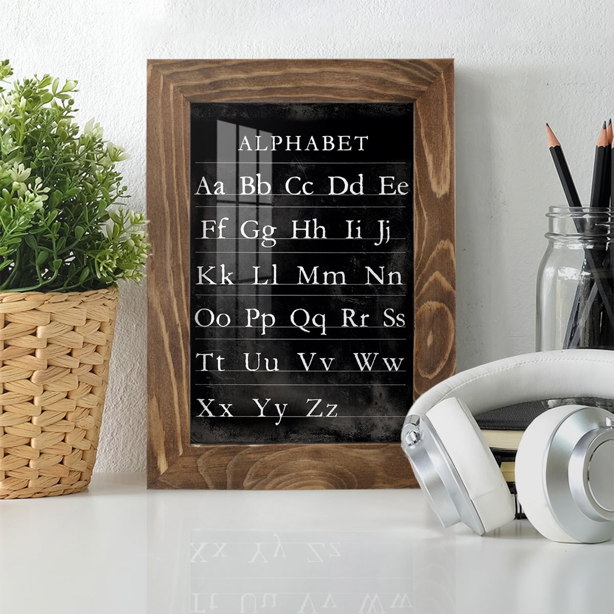 Alphabet Chart - Framed Print w/glass - Walnut