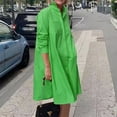 thumbnail image 4 of Usmixi Womens Dresses Casual Button Down Lightweight Loose Knee-Length Shirt Dresses Long Sleeve Lapel Solid Midi Summer Dress Green S Clothes, 4 of 7
