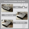 thumbnail image 4 of 74.8'' Pull Out Sofa Bed Queen, Convertible Sleeper Sofa Couch, Velvet Loveseat Recliner, Comfy Cloud Futon Couch for Living Room, Apartment, Small Space, Bedroom, RV, Grey, 4 of 11
