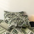 thumbnail image 3 of Orylavena Dark Green Money Print Microfiber Fitted Sheet Set, Queen, 3-Piece, 3 of 3