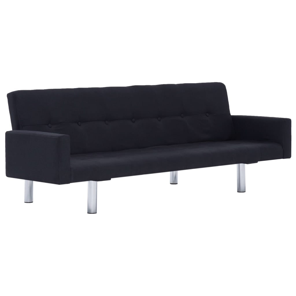Kepooman Home Convertible Faux Leather Sofa Bed with Armrest for Living Room, Black Kepooman Home Convertible Faux Leather Sofa Bed with Armrest for Living Room, Black