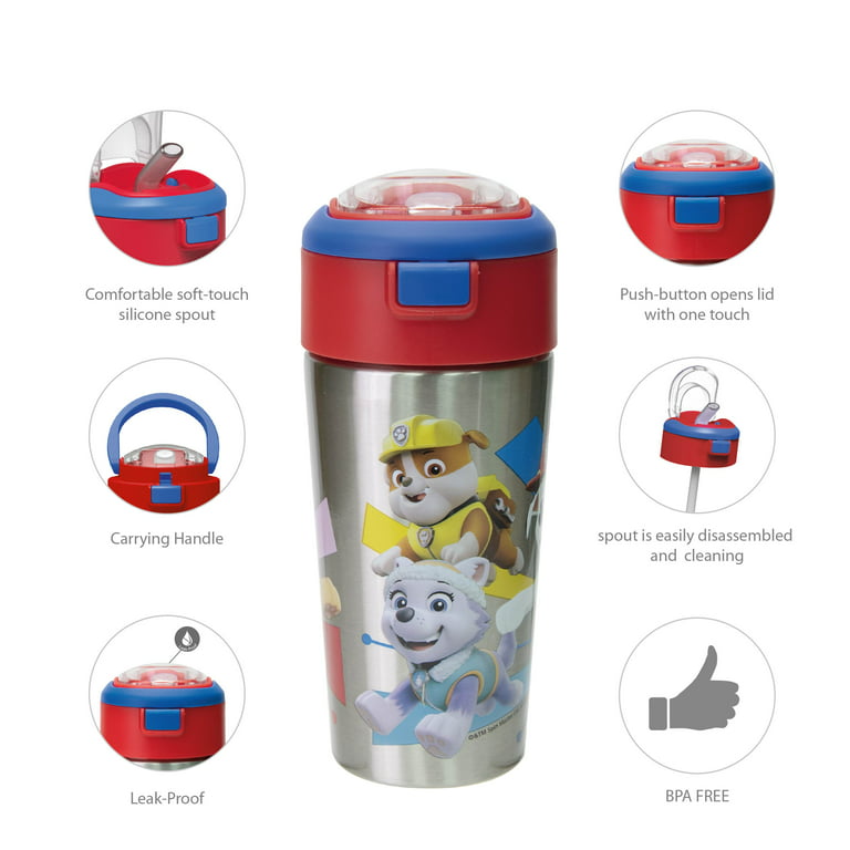 Kids Stainless Steel Thermos Water Bottle Keeps Drinks Hot & Cold All Day  Large 12oz. Capacity,Easy Button Pop Lid for Toddler Double Wall insulated