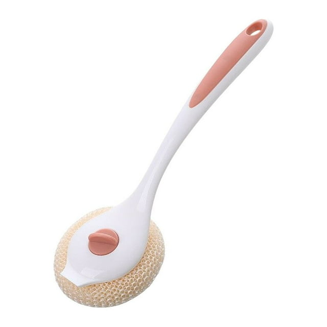 serony Kitchen Clean Brush Plastic Long Handle Pans Stains Oil Scrubber Wire Ball Cafe Handheld Cleaning Scrub Accessories White