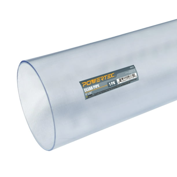 POWERTEC 70274 Clear Pipe, 6Inch x 36Inch Long, Rigid Plastic Tubing