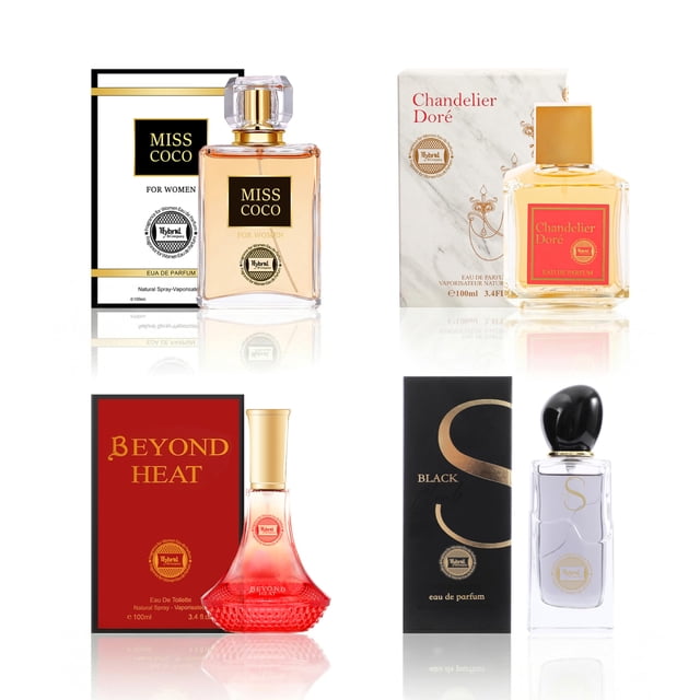 Set de perfumes Hybrid & Company de 4 piezas para mujer, spray natural
