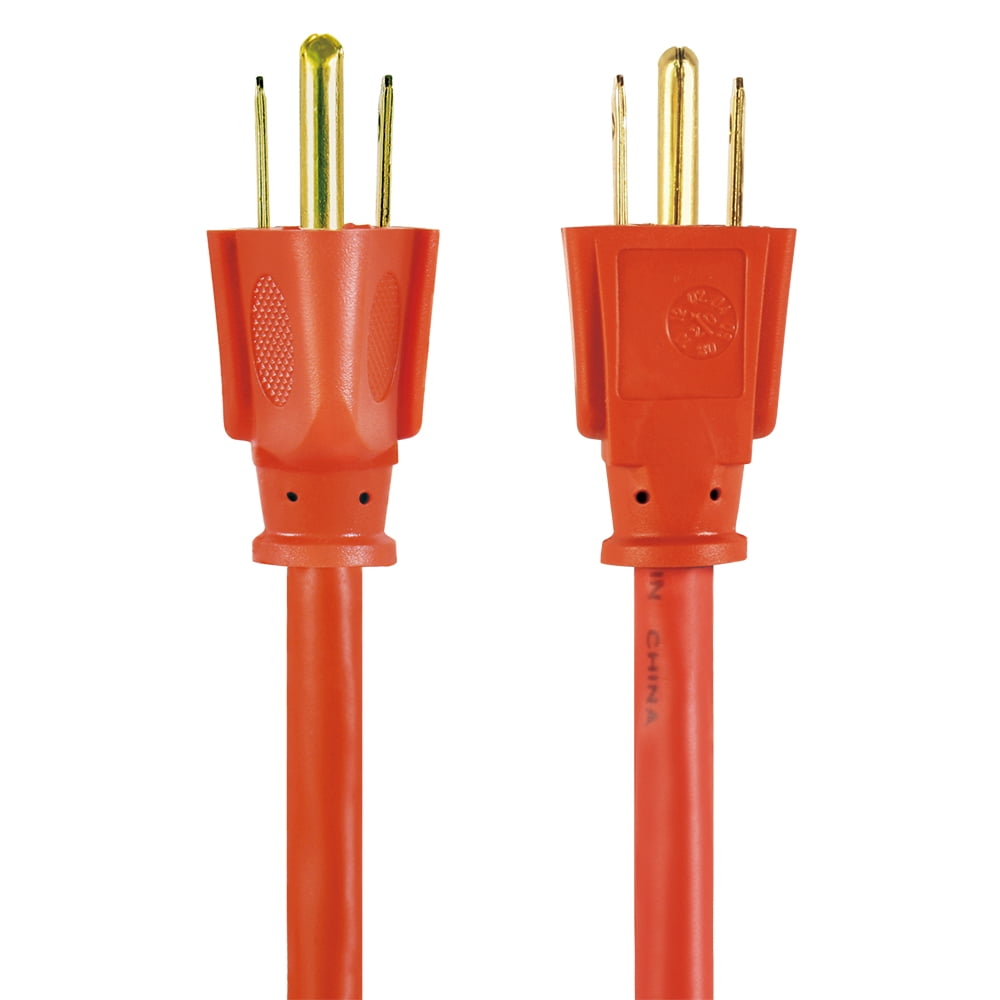 (5 pack) Hyper Tough 50FT 16AWG 3-Prong Orange Single Outlet Outdoor Extension Cord - 125V, 13A