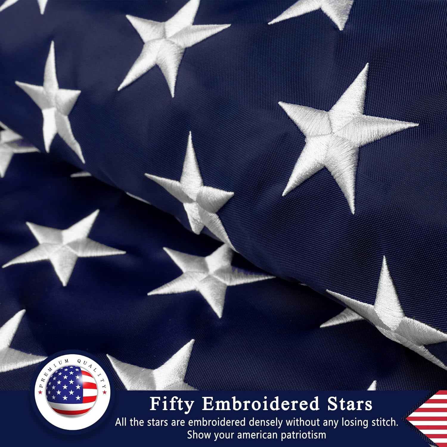 American Flag 4X6 Ft for Outside, Heavy Duty Nylon US Flags for High Wind Outdoor, Fade Resistant and Waterproof USA Flag with Embroidered Stars, Sewn Stripes, Brass Grommets,304SS Hook