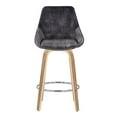 thumbnail image 3 of LumiSource Zebra Wood, Grey Velvet, Chrome Diana Fixed Height Counter Stool - Set of 2, 3 of 7