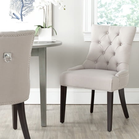 SAFAVIEH Harlow 19 H Tufted Ring Chair Set of 2 Silver Nail Head Taupe