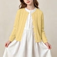 thumbnail image 3 of Iyufng Girls Eyelet Knit Cardigans Casual Long Sleeve Button Sweater, 3 of 9
