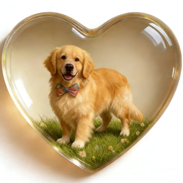Adorno de escritorio de acrílico en forma de corazón transparente, ideal como regalo para peluqueros caninos o salones de belleza