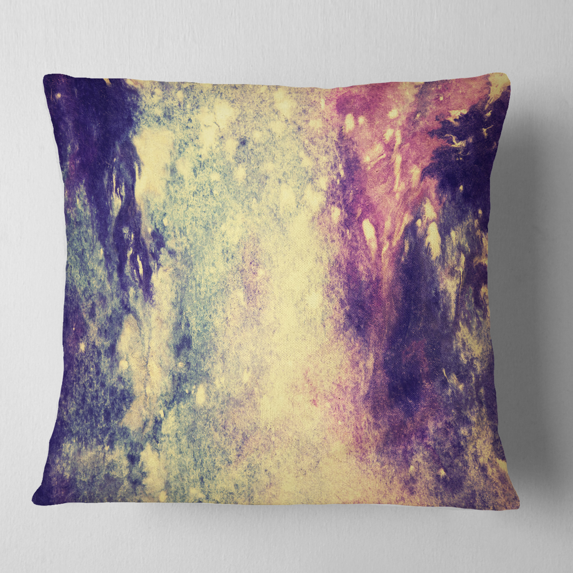 Designart Deep Blue and Purple - Abstract Throw Pillow - 18x18