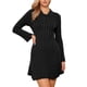 thumbnail image 2 of Vestido de suéter plisado INSPIRE CHIC para mujer, vestido de camisa de punto de manga larga, color negro, 2 of 6