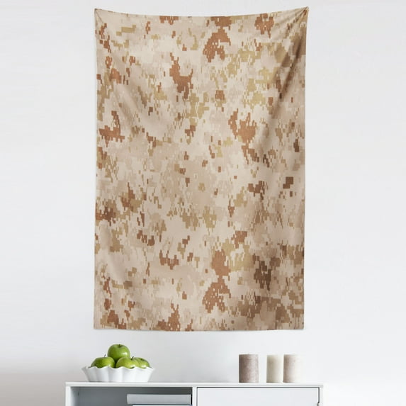 Brown Tapestry, US Marine Desert Marpat Digital Texture Background in Brown Colors, Fabric Wall Hanging Decor for Bedroom Living Room Dorm, 5 Sizes, Pale Brown Cinnamon, by Ambesonne