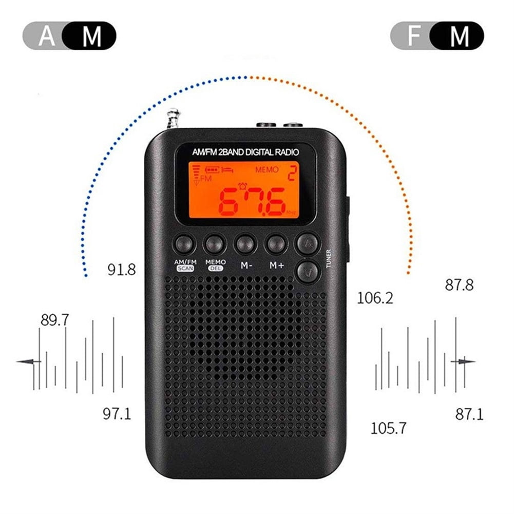 Portable Rechargeable AM/FM Pocket Radio with LCD Digital Display & Stereo Speaker - Pocket-Sized for Travel, Outdoors, Home & Emergency Backup
