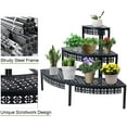 thumbnail image 7 of aboxoo 3 Tier Plant Stand Semi-Circular Flower Pot Organizer Rack Quarter Round Plant Display Holder Outdoor Storage Shelves Metal Corner Shelf Planter Shelving Ladder Plant Stand for Indoor Use, 7 of 7