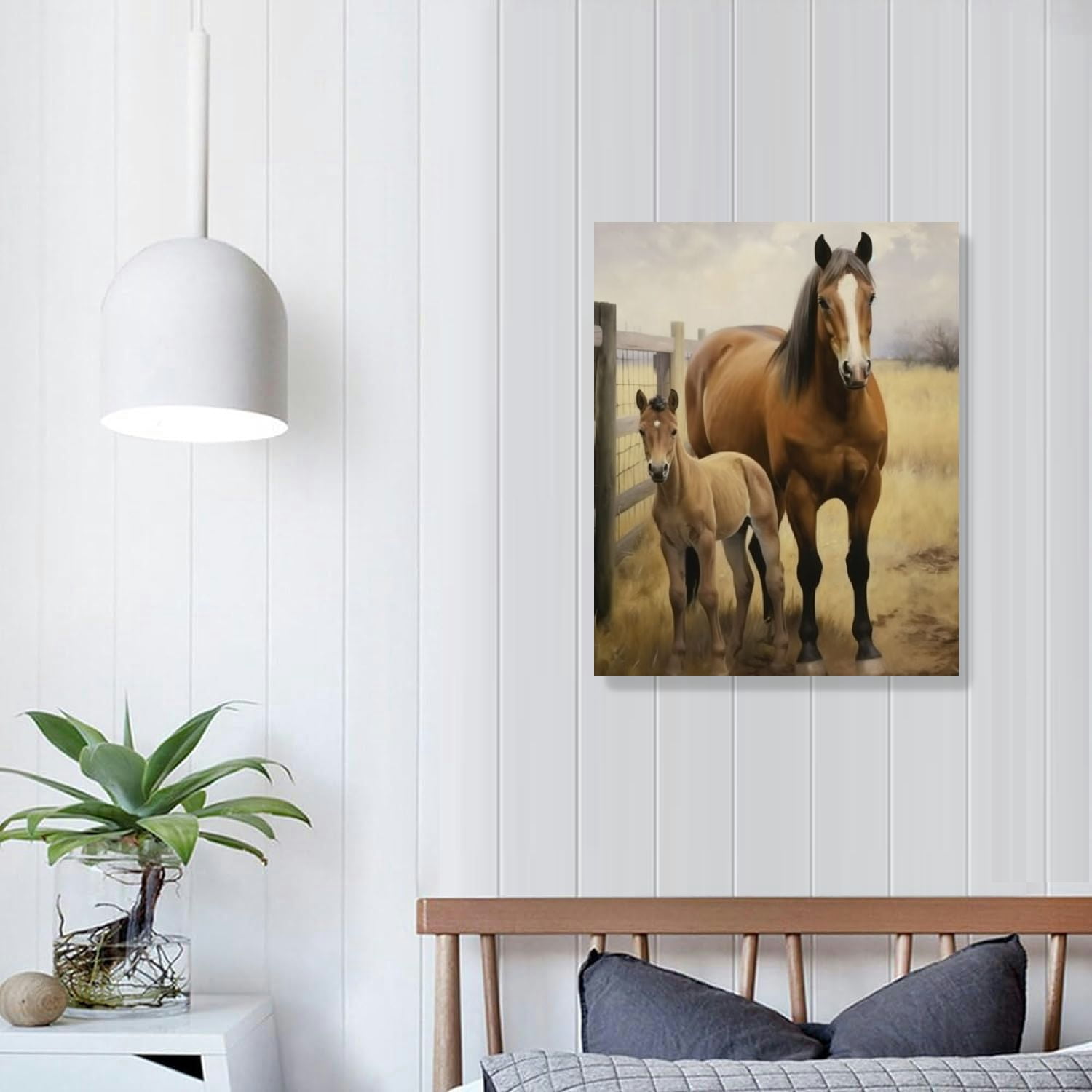 JEUXUS Farmhouse Horse Wall Art Horse Pictures Wall Decor Rustic Country Old Barn Canvas Painting Prints Modern Artwork Home Decoration 16\x20\ 